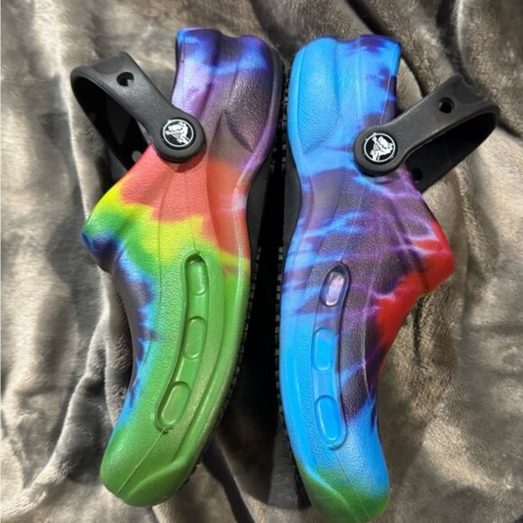 Crocs Bistro Kids Woman Man Unisex Tie Dye Slip On Clogs Sandals Rainbow Woman 6 - Picture 6 of 12